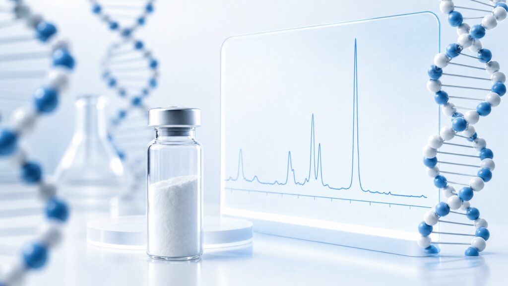 Peptide purity HPLC chromatogram analysis in a research laboratory